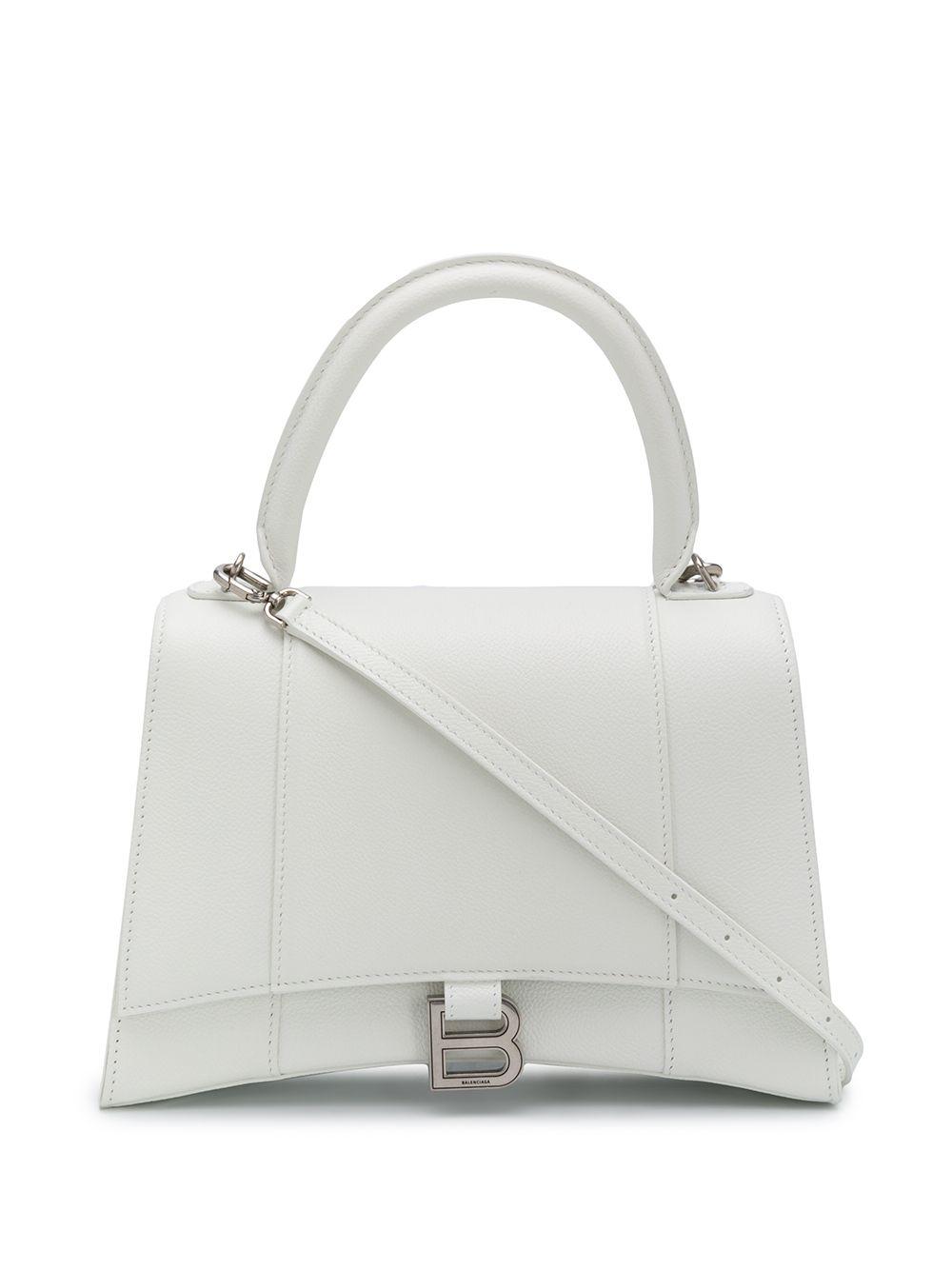 Balenciaga Hourglass Leather Bag in White - Lyst