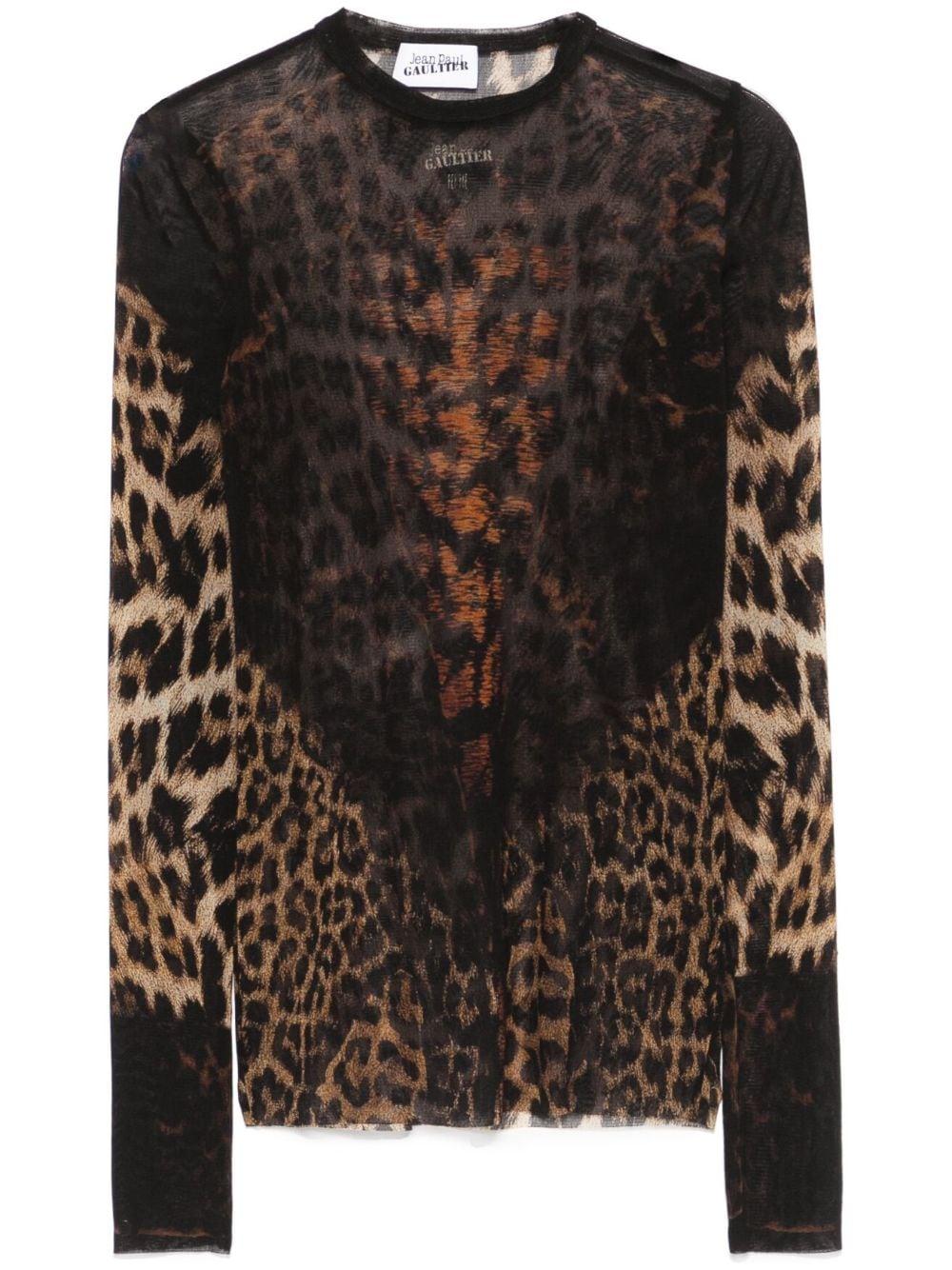 Jean Paul Gaultier Leopard Print Top in Black | Lyst