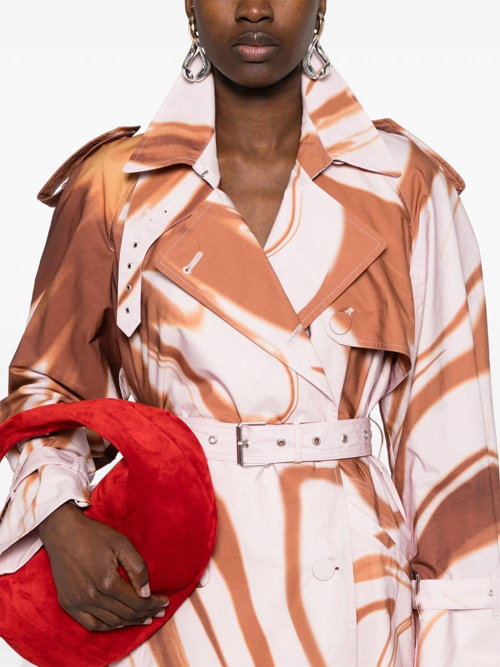 Dries Van Noten Risto Printed Cotton Trench Coat in Red | Lyst
