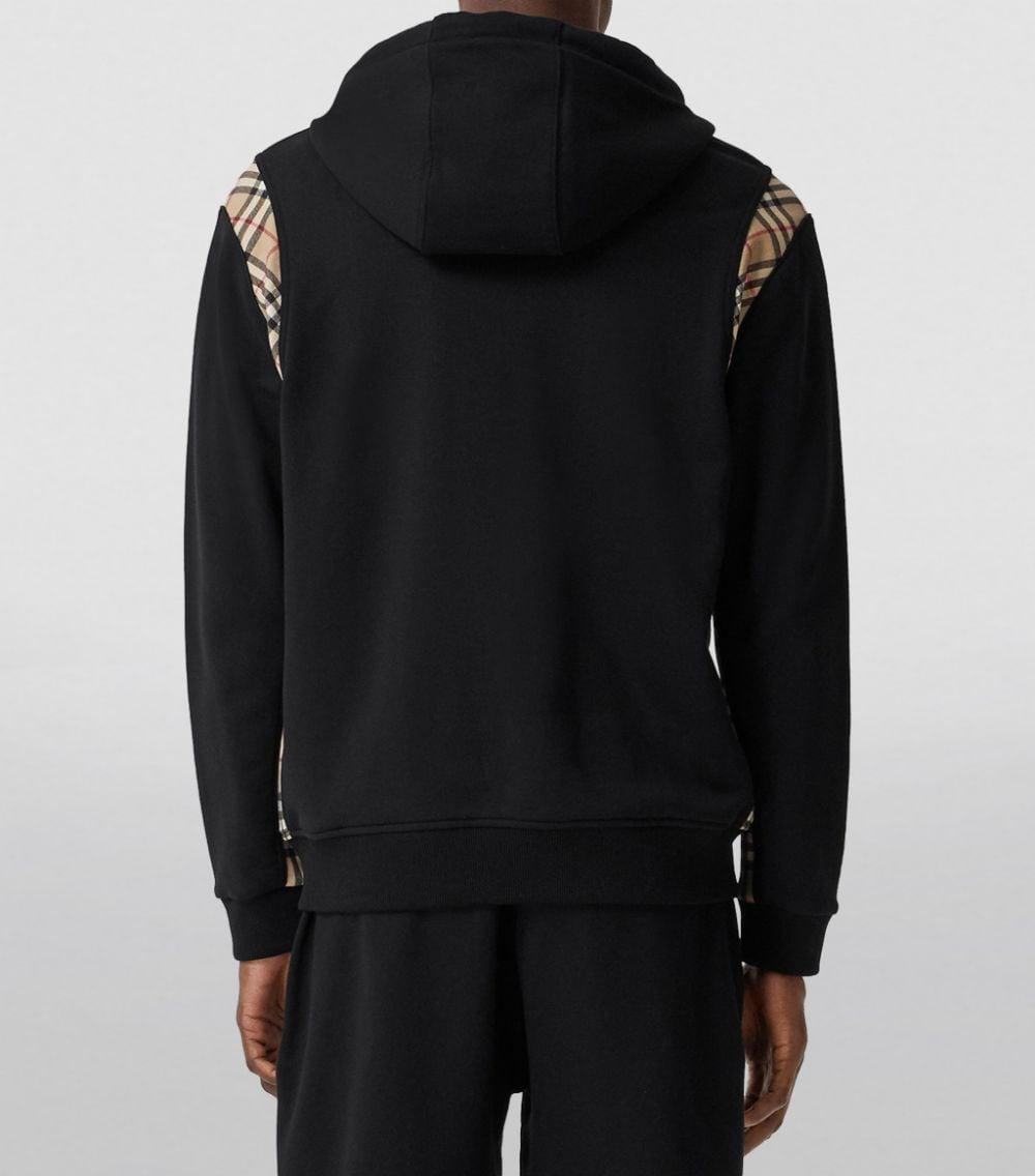 Burberry Vintage Check Panel Cotton Hoodie in Black for Men Lyst