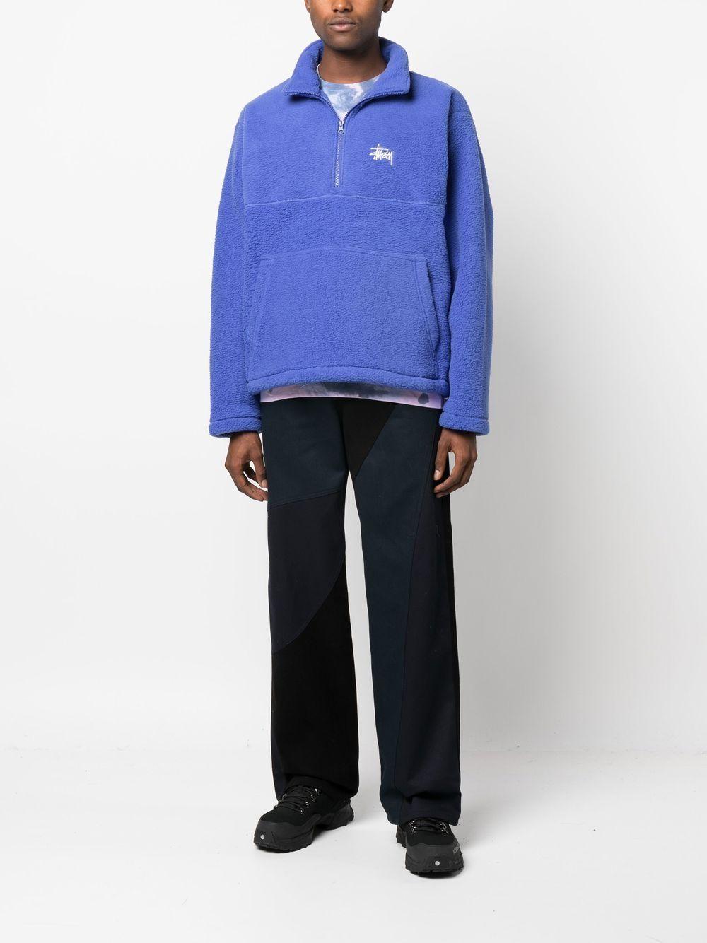 Stussy Half Zip Mock Neck Sweatshirt in Blue for Men | Lyst