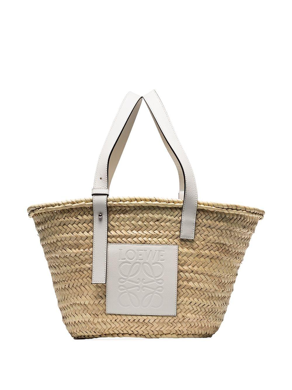 Loewe Basket Raffia Tote Bag in White | Lyst