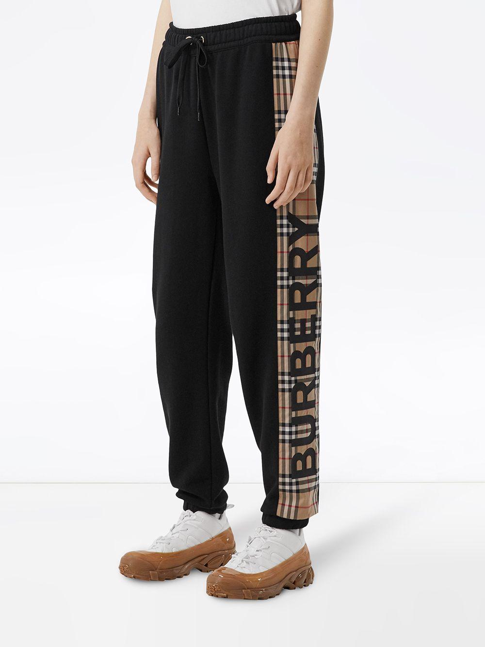 Burberry Vintage Check Panel Track Pants in Black | Lyst