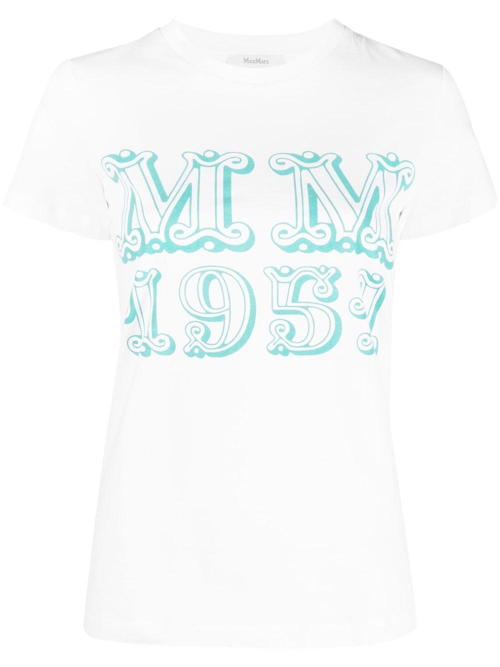 Max Mara Logo Cotton T-shirt in Blue | Lyst