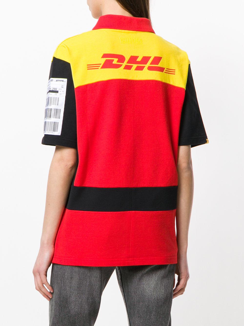 tørre Bare gør overliggende Vetements Dhl Logo Cotton Polo Shirt in Yellow | Lyst
