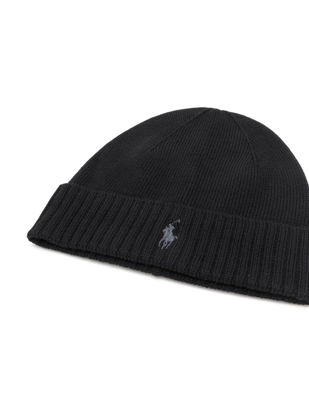 Polo Ralph Lauren Embroidered Logo Wool Beanie in Black for Men | Lyst