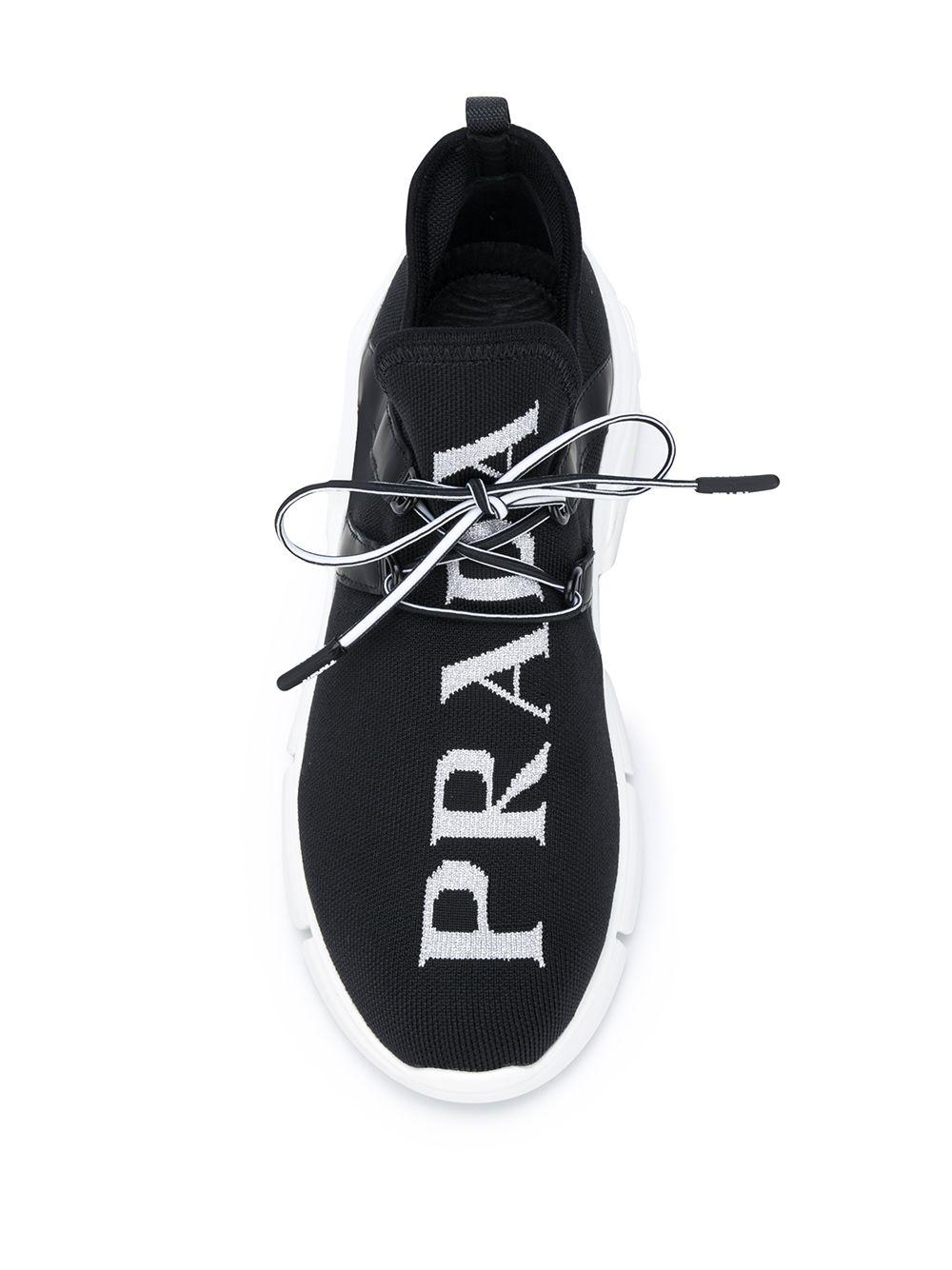 Prada Logo Knit Sneakers in Black - Save 62% - Lyst
