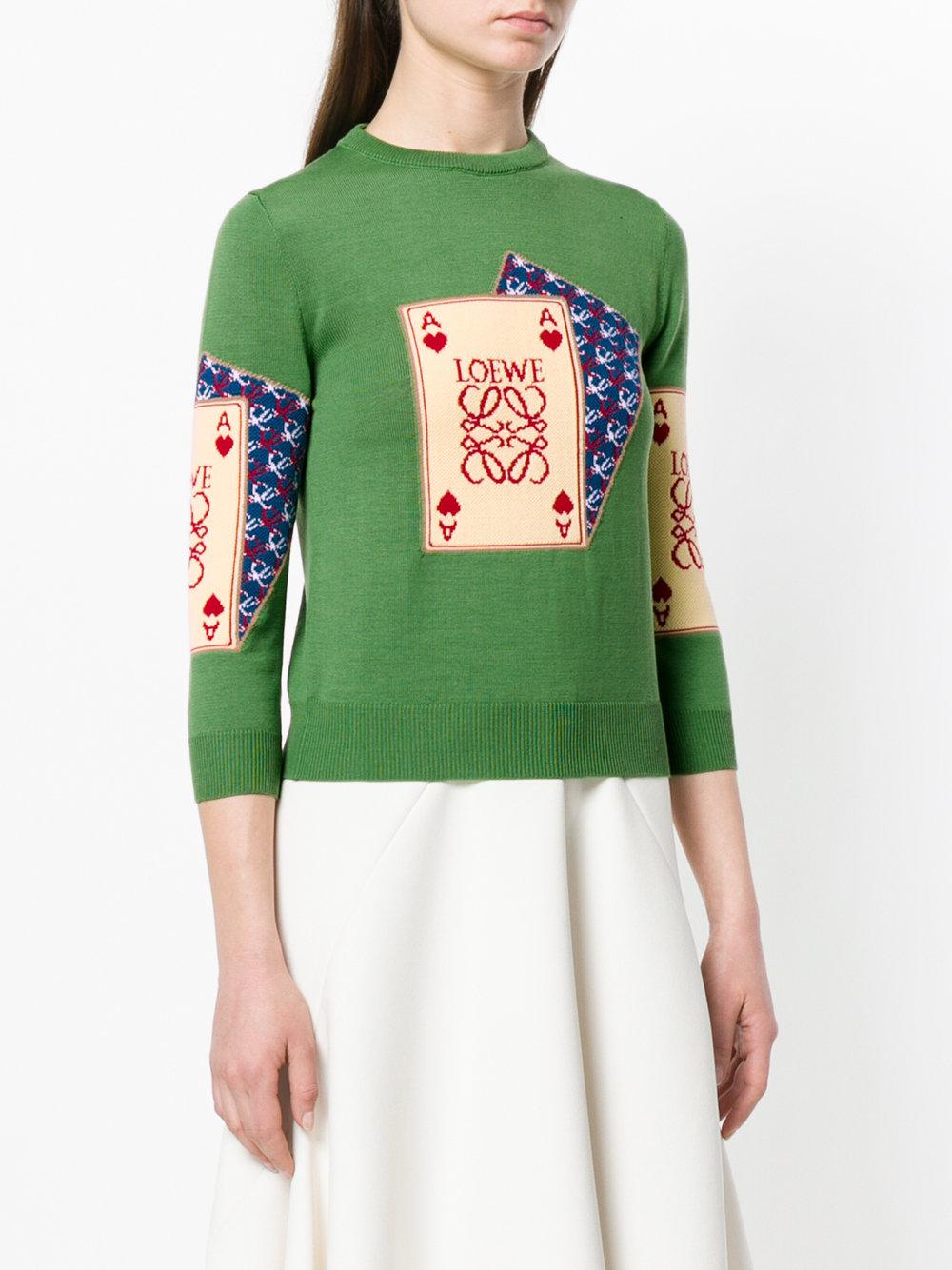 Loewe Wool Playing Cards Sweater in Green | Lyst
