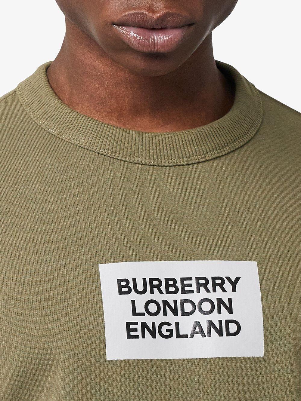 Burberry Crewneck Sweatshirt With Maxi London England Logo in Green for Men  | Lyst UK