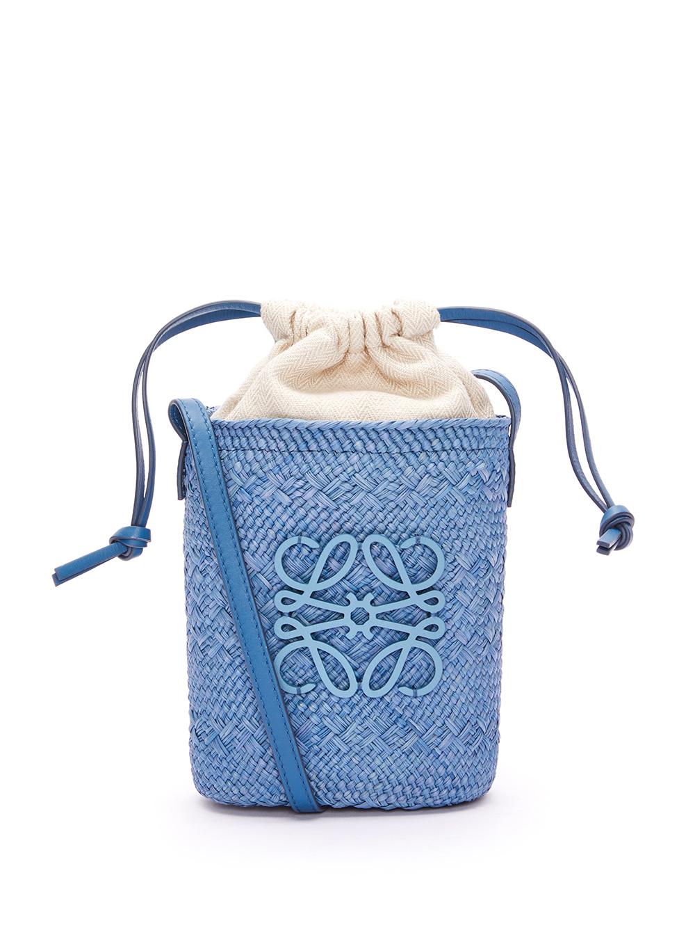 Paulas Ibiza Anagram Woven Bucket Bag in Blue - Loewe