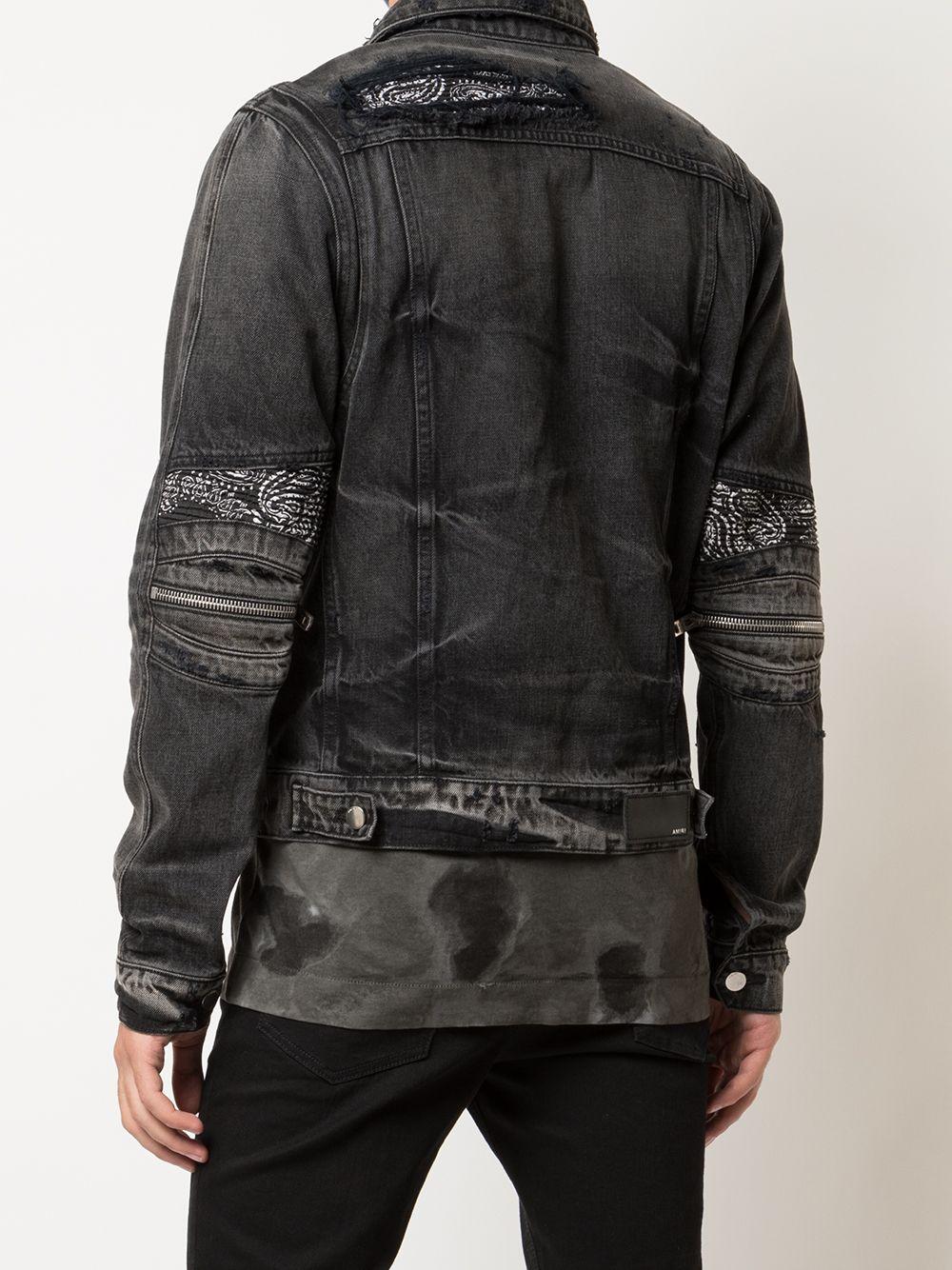 Amiri Bandana Mx2 Distressed Denim Jacket in Black for Men | Lyst