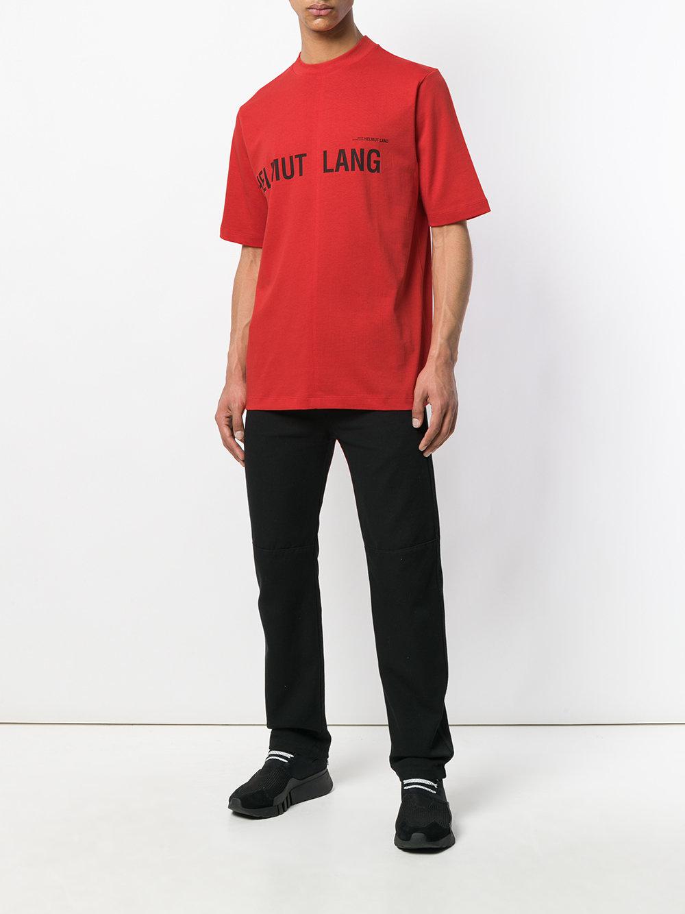 【関税込み】Helmut Lang レッド  Postcard Tシャツ HELMUT LANG T Shirt Short Sleeve Big Logo Black Print Red
