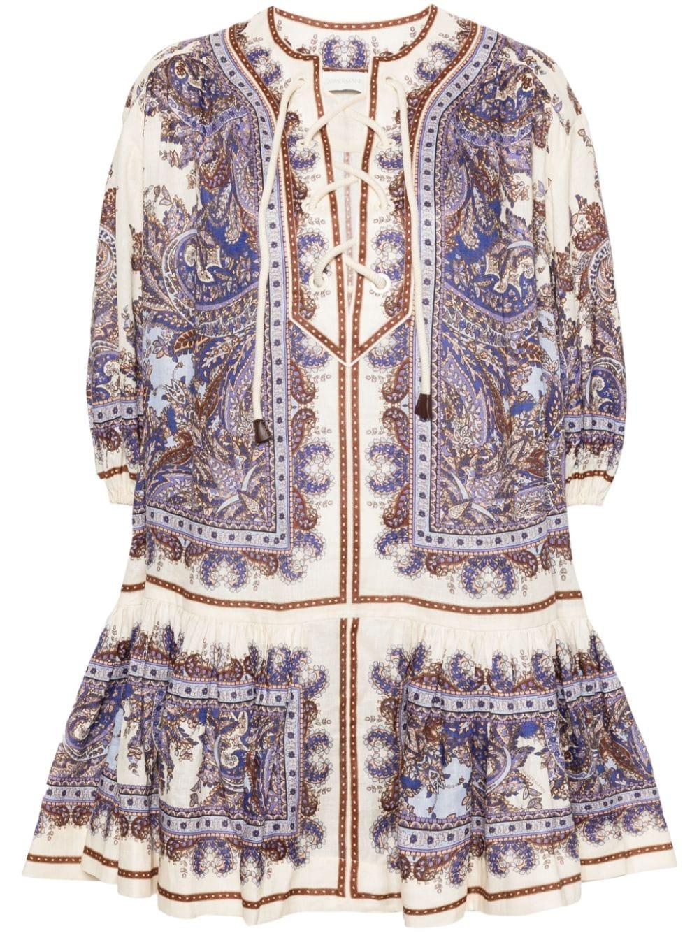 Zimmermann Paisley Print Shorts White/ Green S