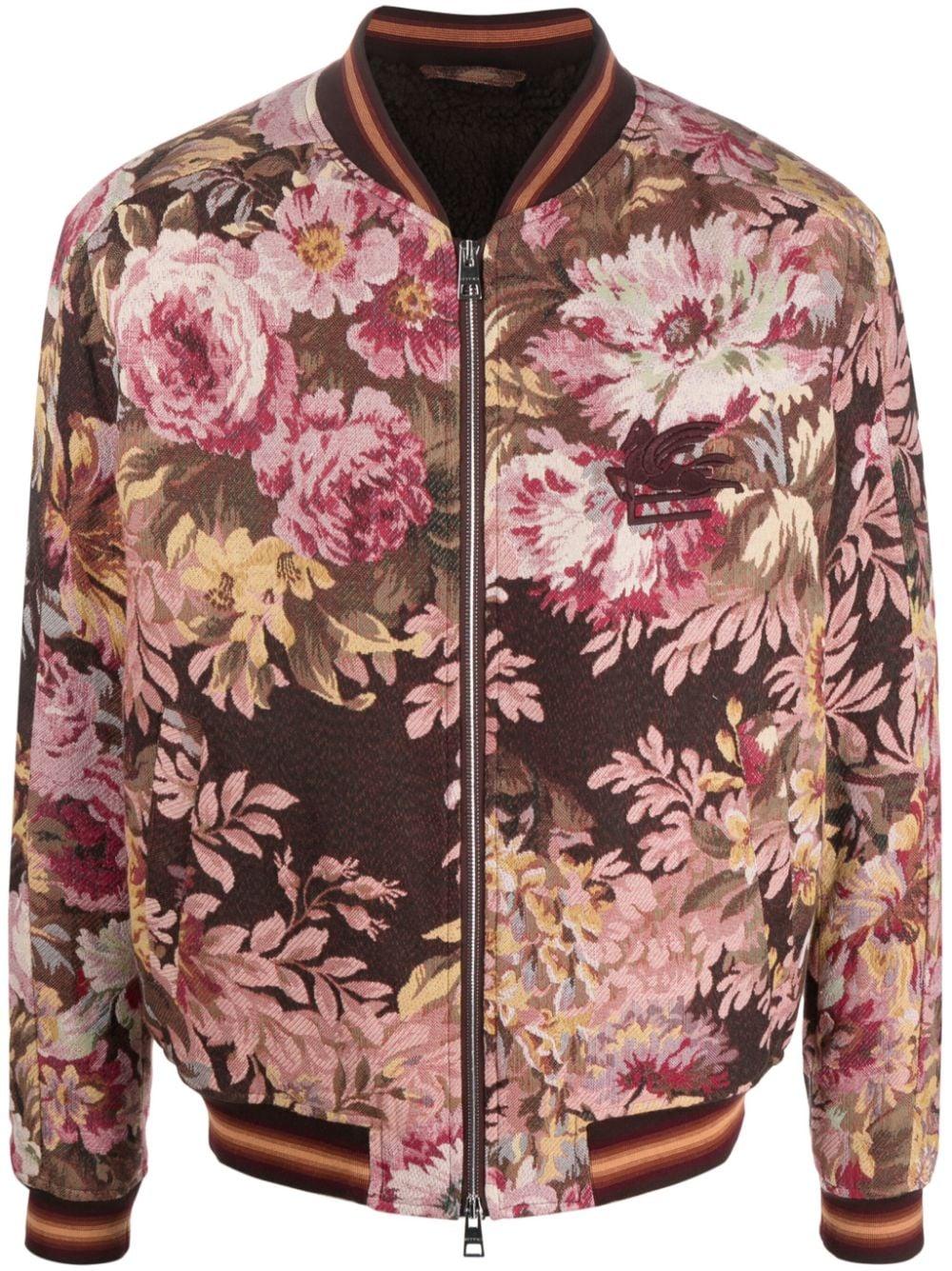 Etro Floral-print Zip-up Bomber Jacket in Pink for Men | Lyst