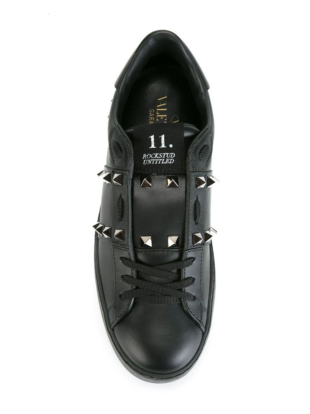 Valentino Garavani Rockstud Untitled Leather Sneakers in Black - Lyst