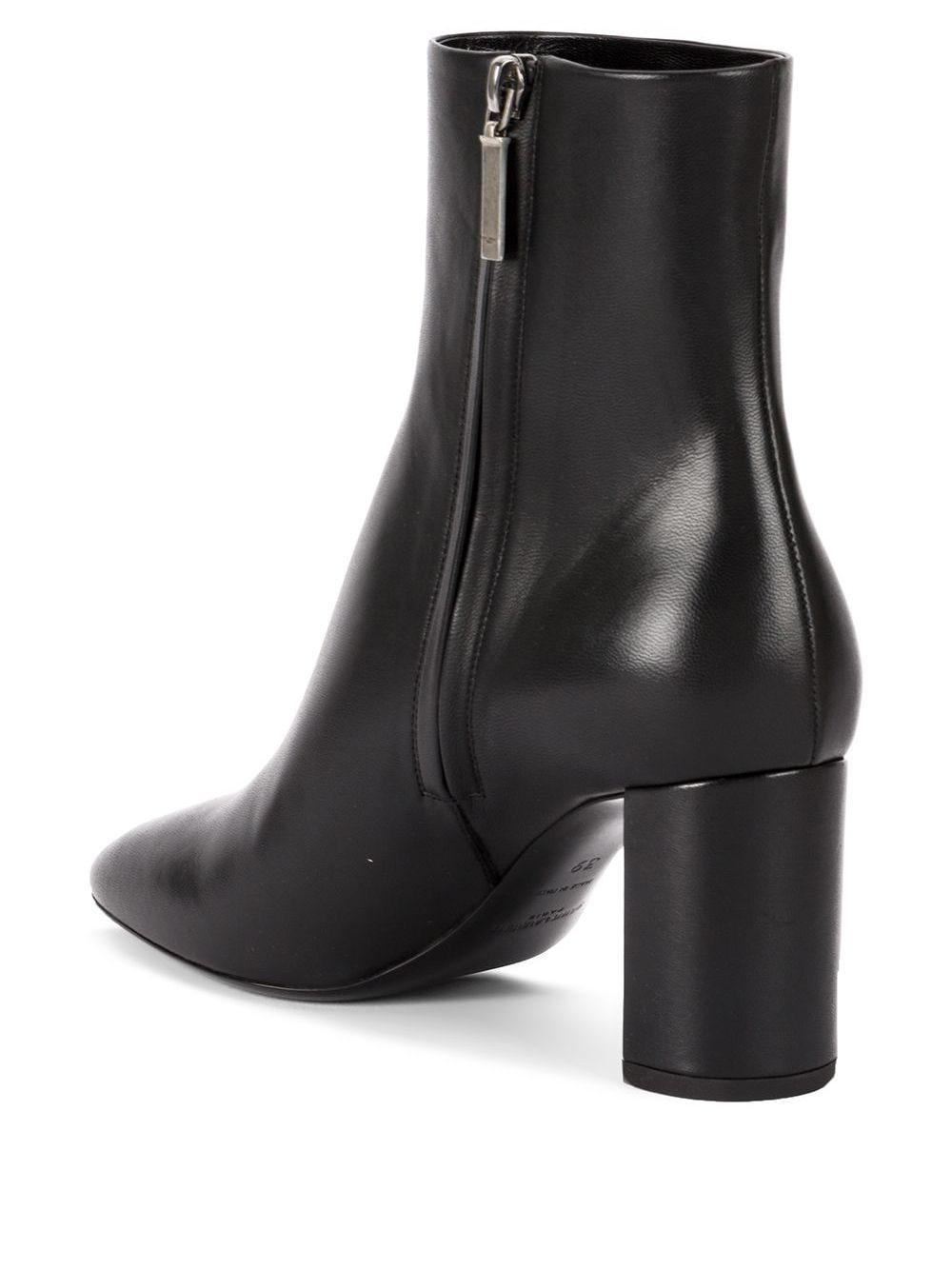 Saint Laurent Lou Leather Ankle Boots in Black Leather (Black) - Save ...