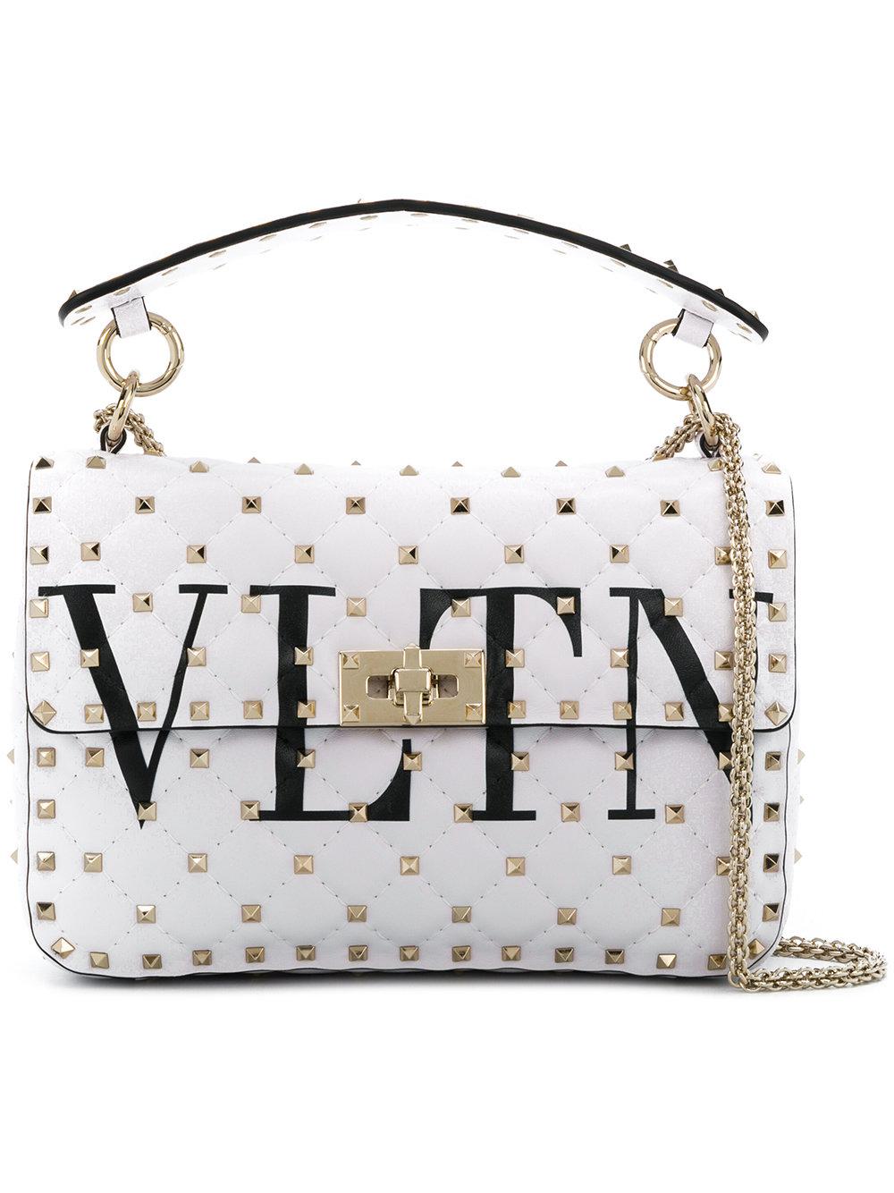 Valentino Medium Rockstud Spike Vltn Leather Shoulder Bag in White Lyst