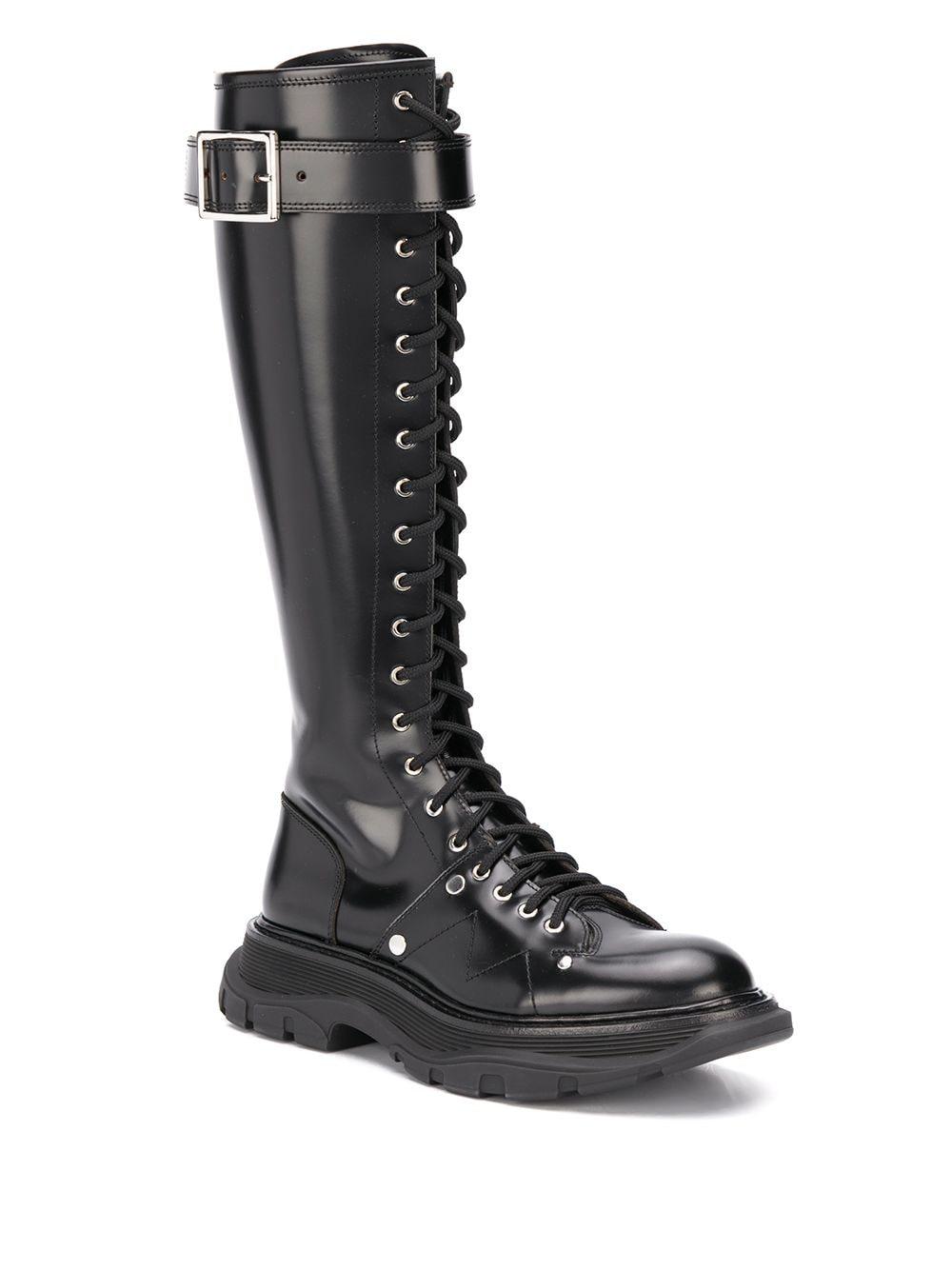 Alexander McQueen Tread Lace-up Leather Boots in Black - Save 12% - Lyst