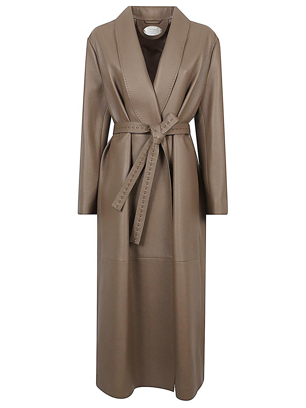 コート Fendi Cappotto Lungo A Vestaglia. Collo Sciallato E Maniche Coat Wool Beige | Fendi