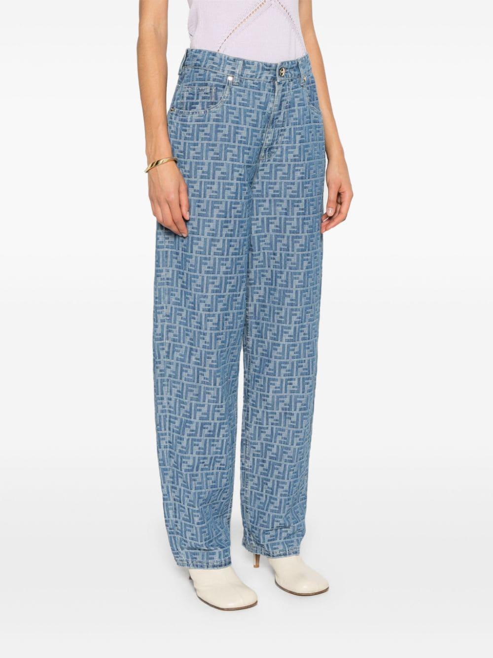 パンツ Fendi Ff Beige Chambray Denim Pants Fendi Ff-motif Chambray Trousers in Blue | Lyst