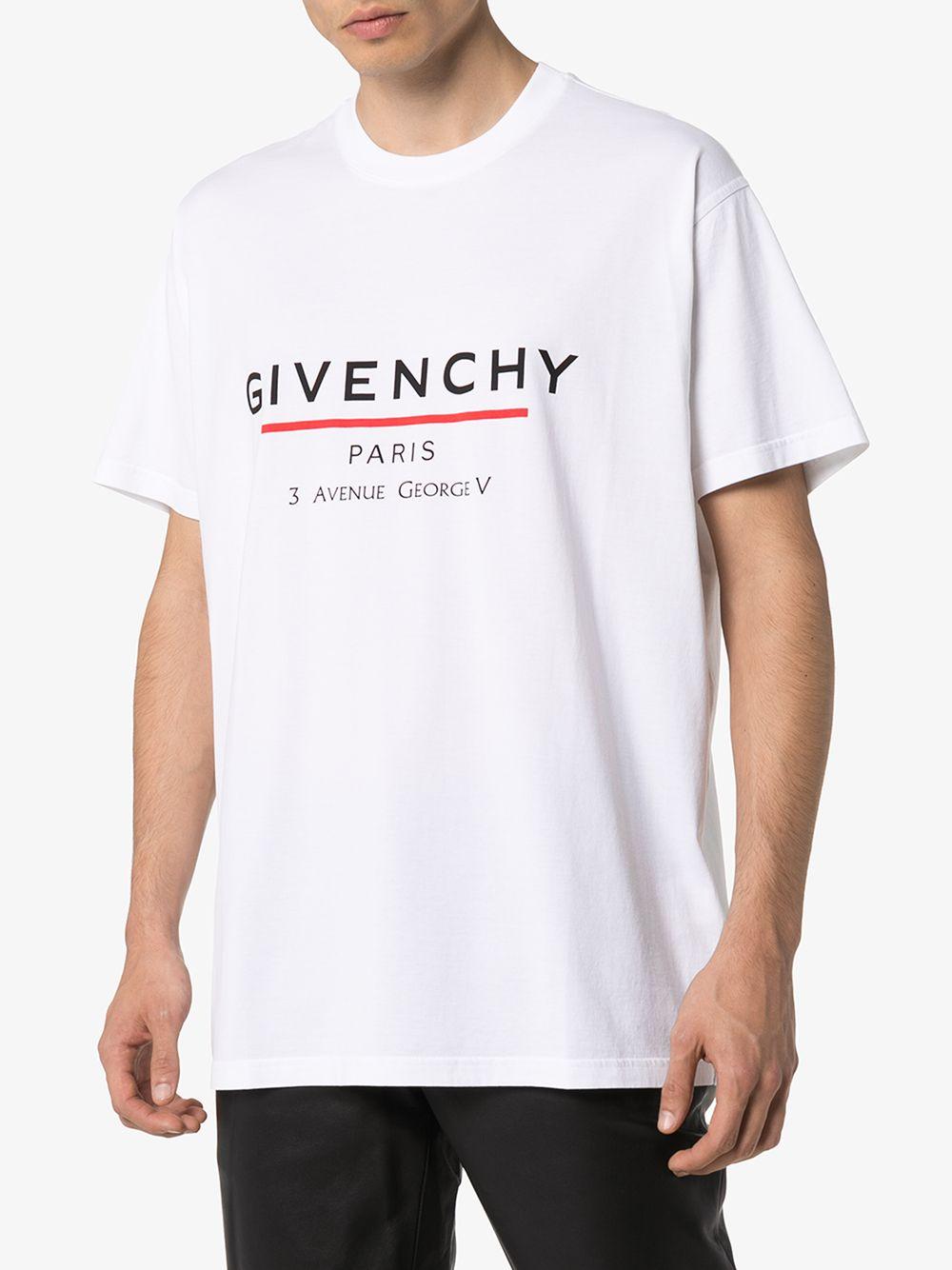 Givenchy Paris '3 Av George V' Logo T-shirt in White for Men | Lyst