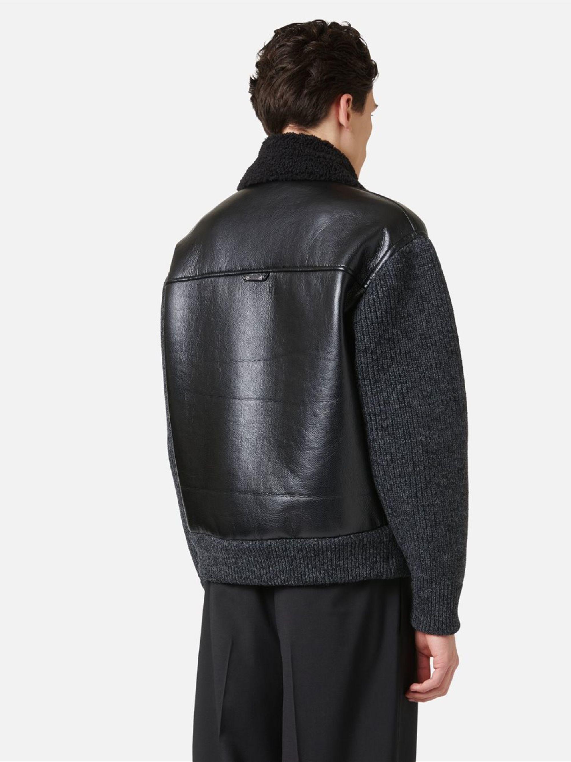 Iceberg Faux Leather Bomber Jacket in Black for Men | Lyst UK