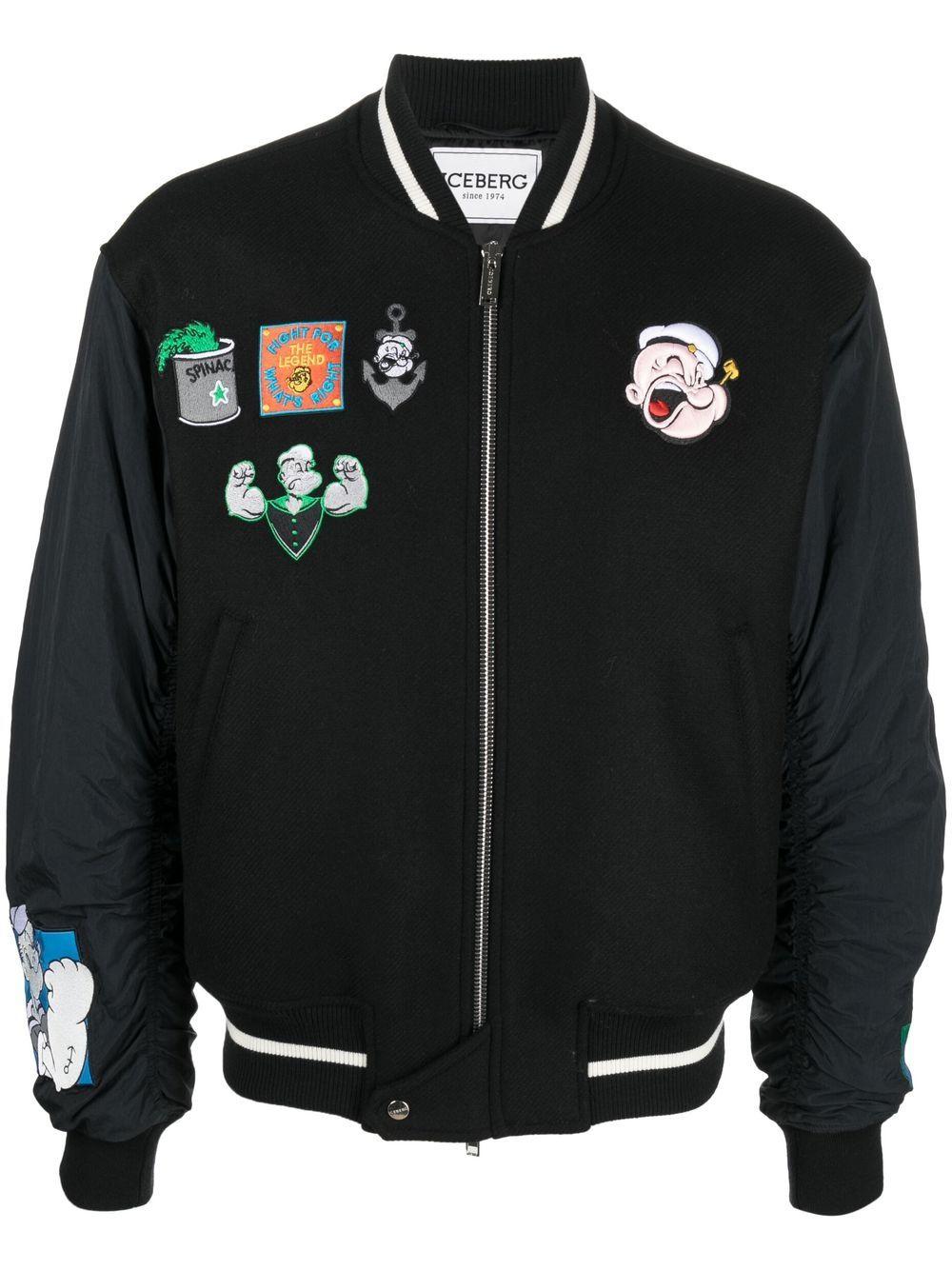 Iceberg Popeyeembroidered Bomber Jacket in Black for Men Lyst