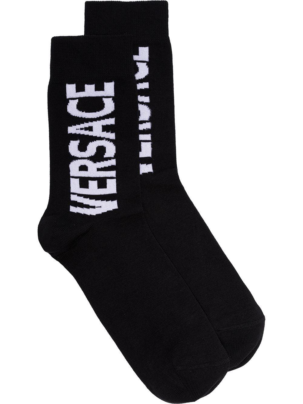Versace Cotton Socks With Embroidery in Black for Men - Lyst