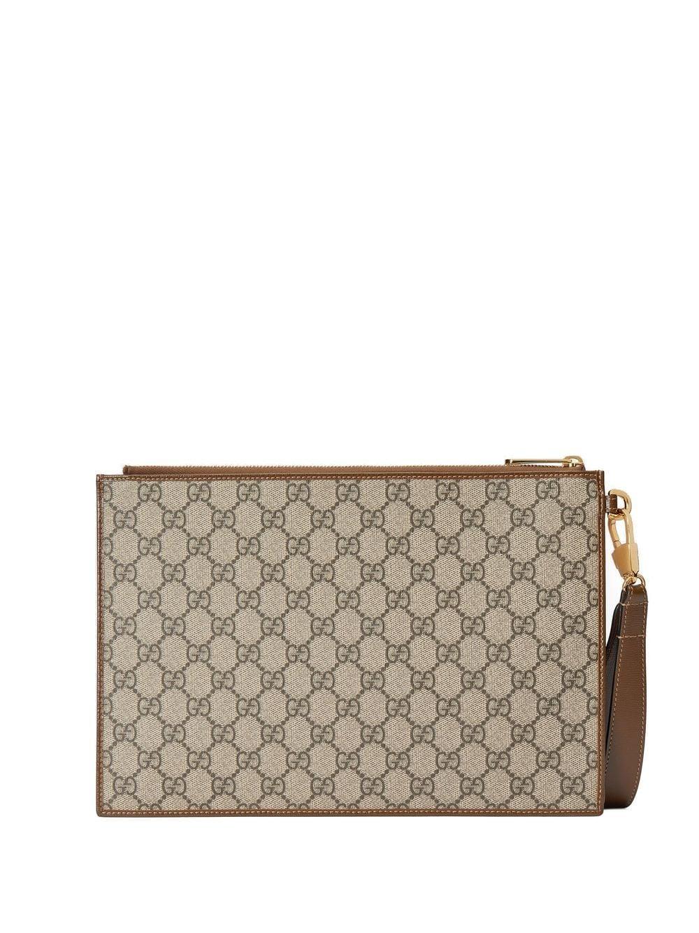 Gucci Clutch Bag With Logo in Gray for Men | Lyst