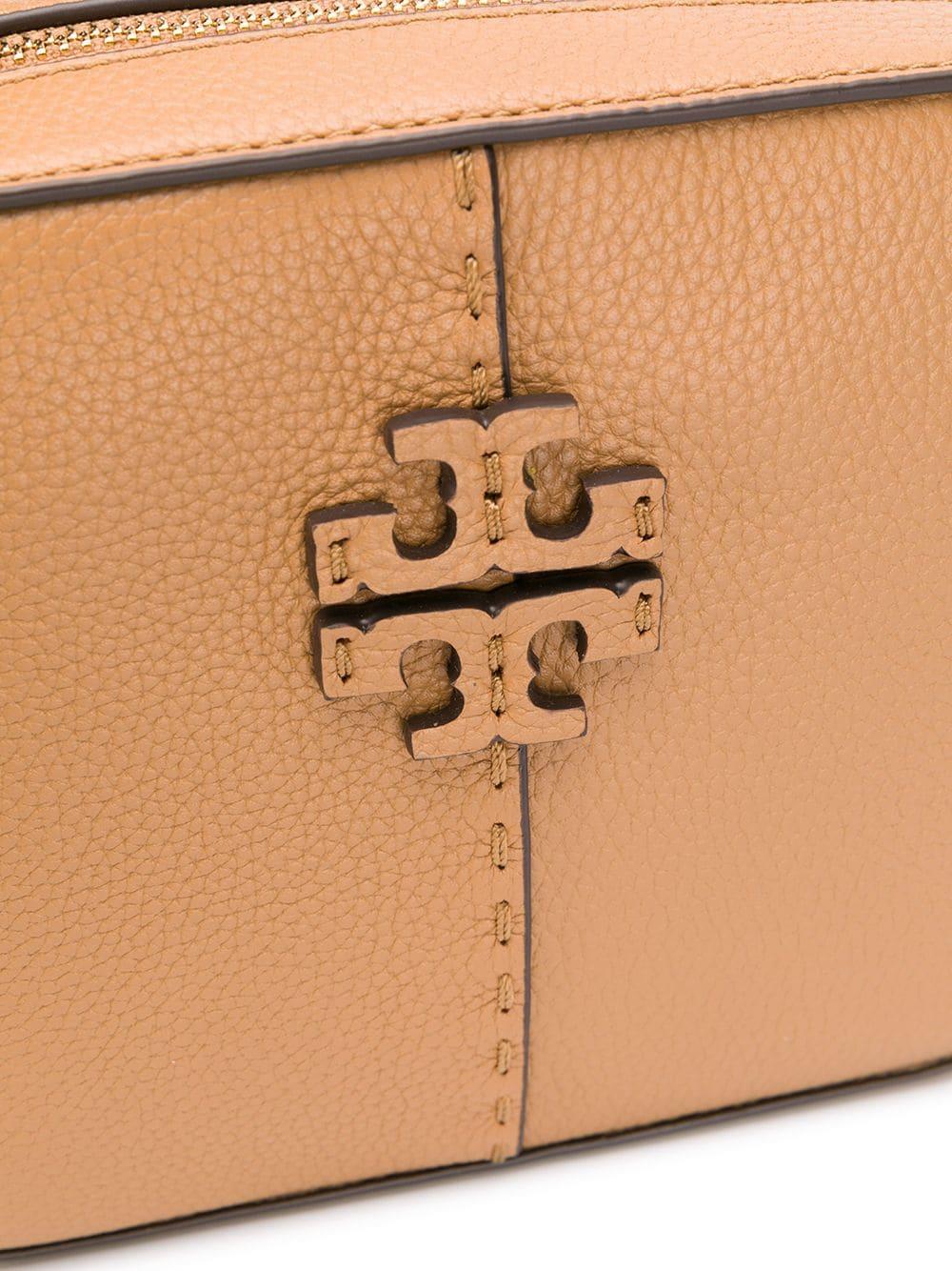 Tory Burch Mcgraw Camera Bag In Camel Color Leather in Natural