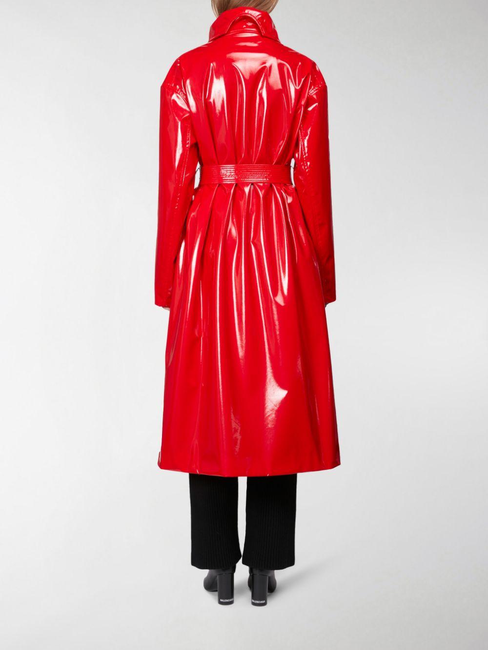 Balenciaga Patent Leather Trench Coat in Red | Lyst