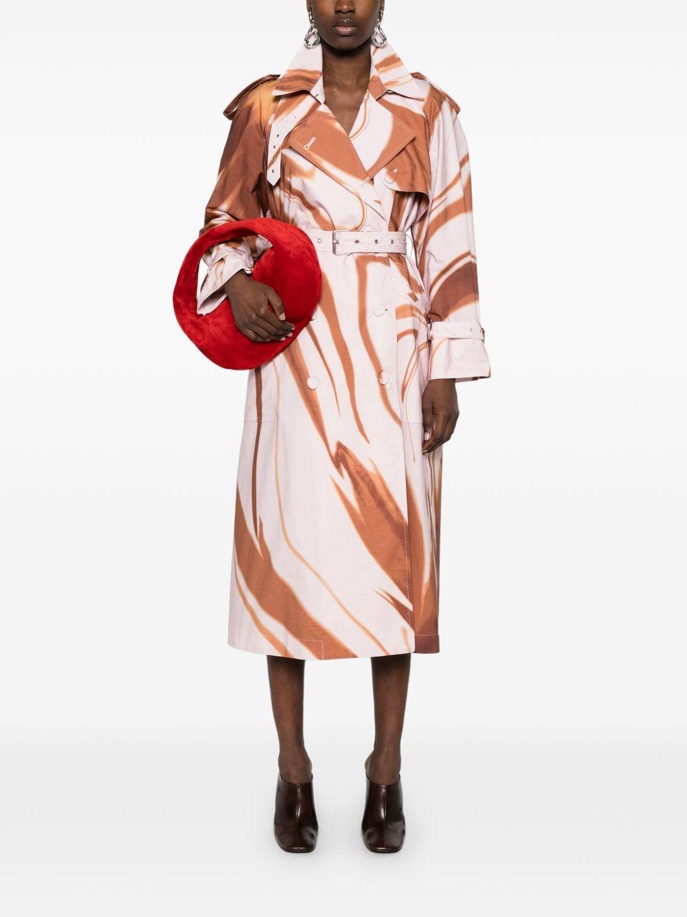 ワンピース DRIES VAN NOTEN RISTO PRINTED TRENCH COAT Dries Van Noten Risto Abstract-Print Belted Trench Coat
