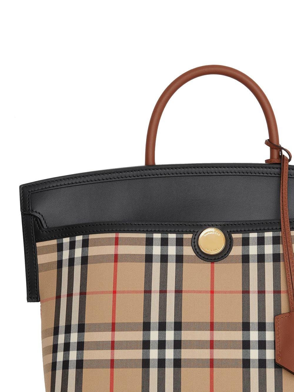 Burberry Brown Vintage Check Canvas and Leather Society Top Handle Bag  Burberry