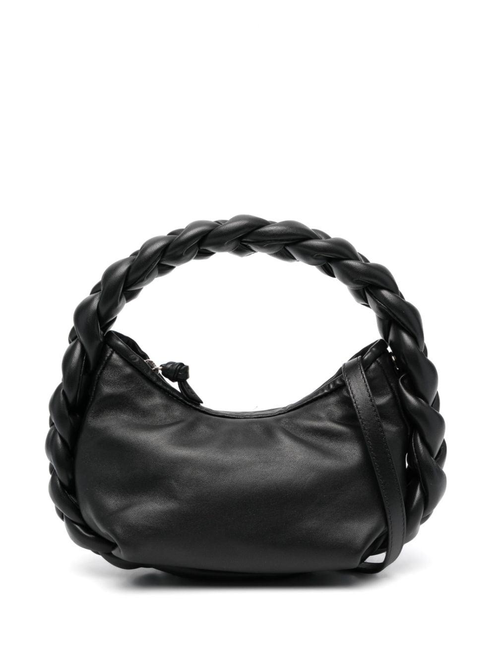 Hereu Espiga Mini Braided Handle Leather Handbag in Black