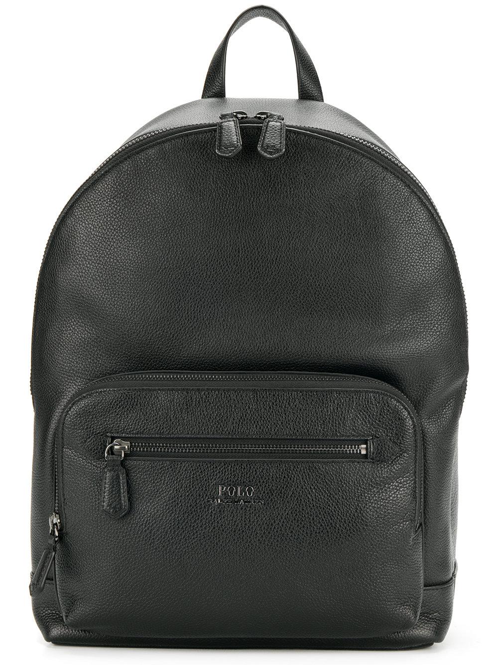 Polo Ralph Lauren Leather Classic Logo Stamp Backpack in Black for Men ...