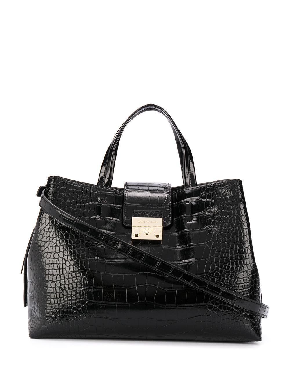 Emporio armani borsa tote effetto coccodrillo - grigio. donna farfetch  pelle grigio - Stileo.it