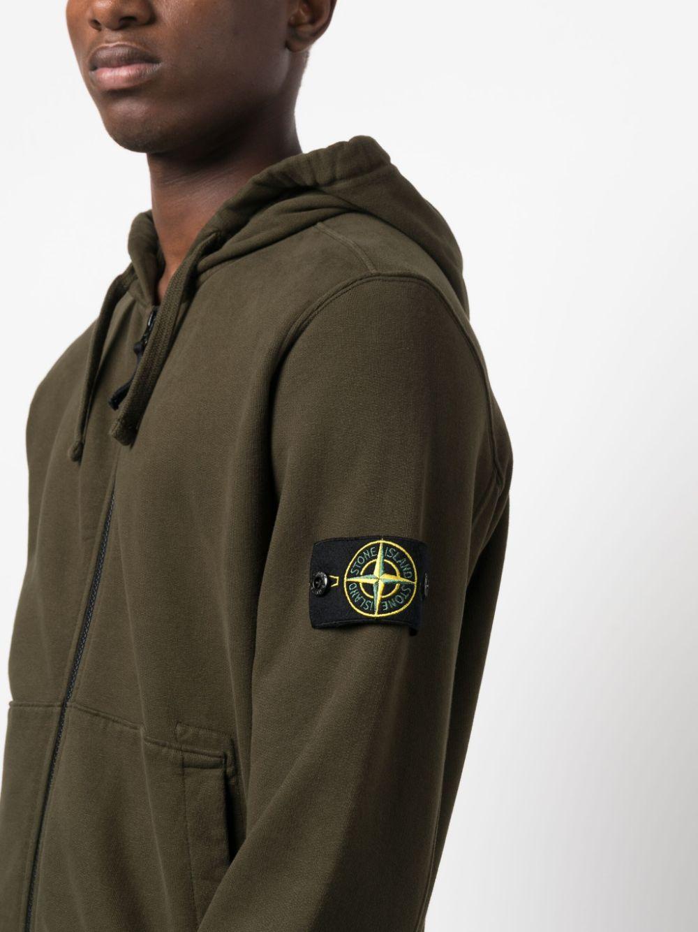Stone Island Logo Cotton Hoodie in Green for Men | Lyst