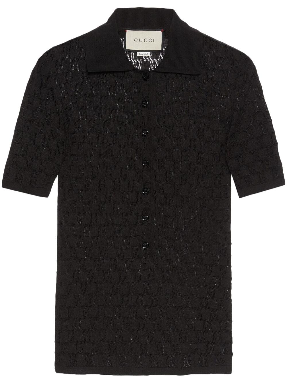 Gucci Monogram-pattern Polo Shirt in Black | Lyst