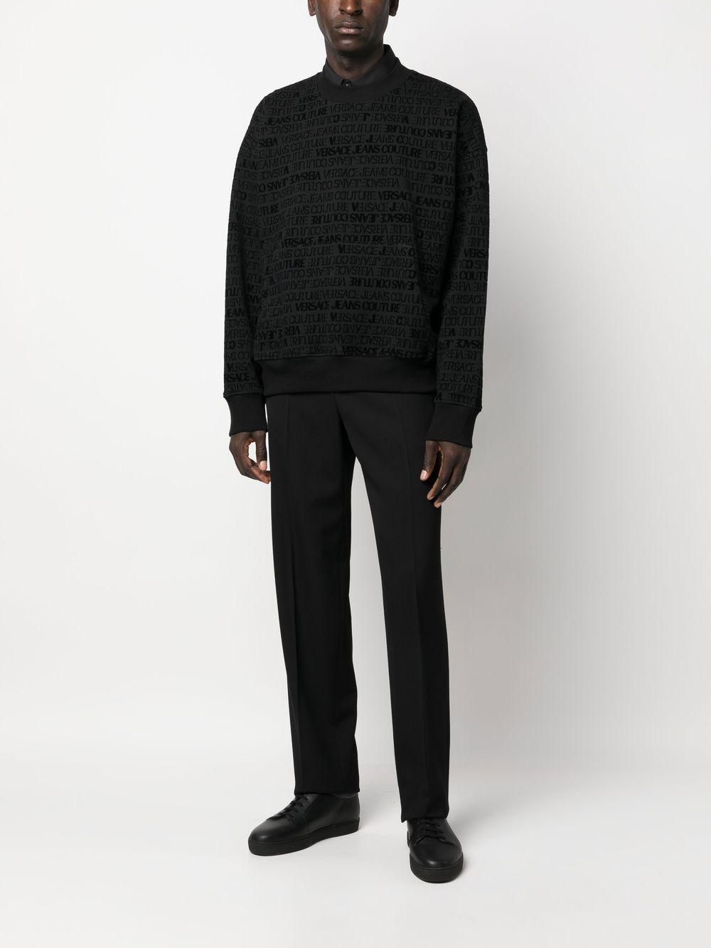 Versace Jeans Couture Flocked Logo Sweatshirt Black/black for Men | Lyst