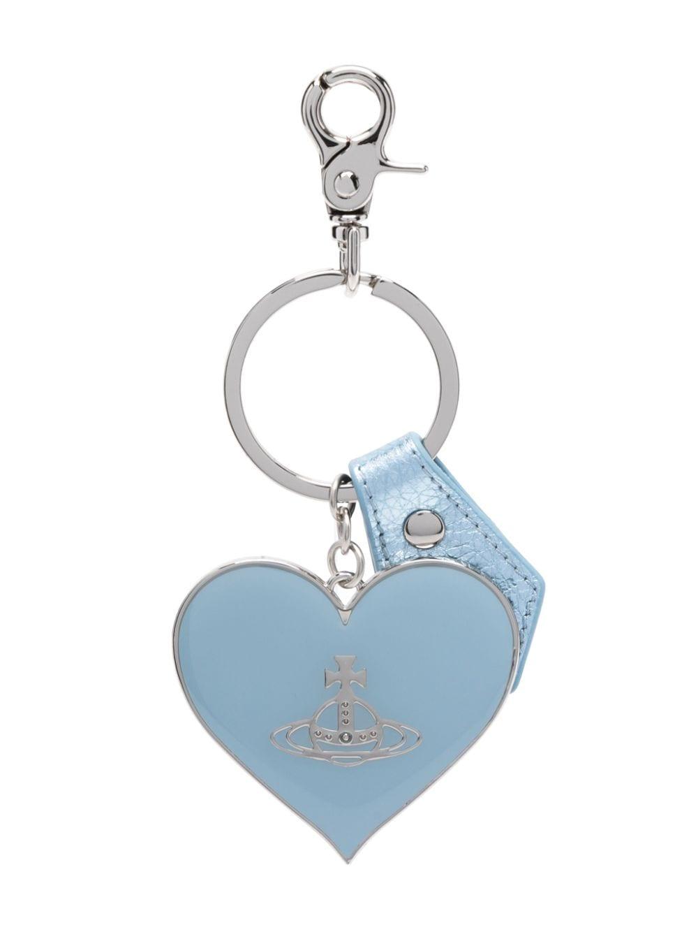 Vivienne Westwood Mirror Heart Orb Leather Keychain in Blue | Lyst