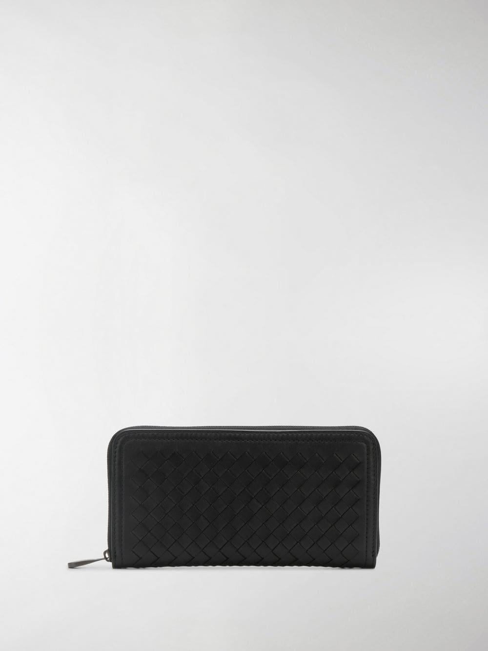 Bottega Leather Zip Around Wallet in Black Lyst
