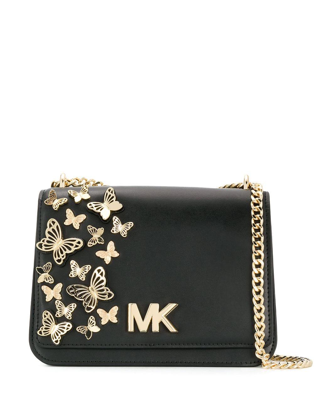 MICHAEL Michael Kors Leather Mott Butterfly Crossbody Bag in Black - Lyst