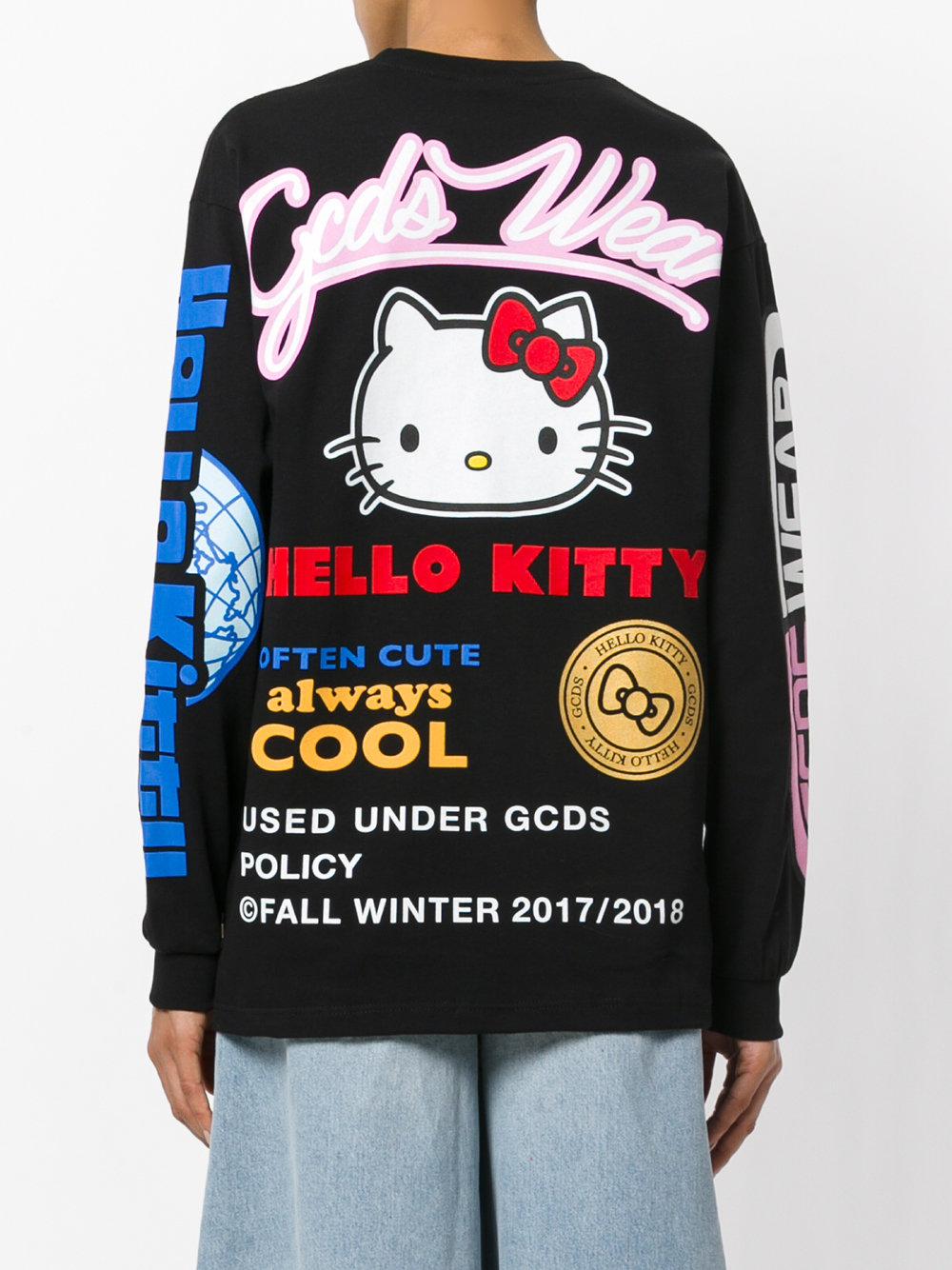 Gcds Hello Kitty Print Crewneck Sweater in Black - Lyst