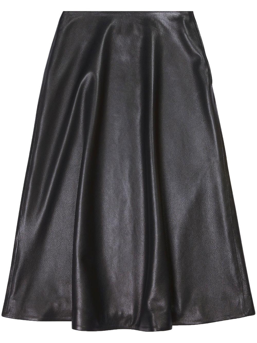 Black leather midi skirt a line sales