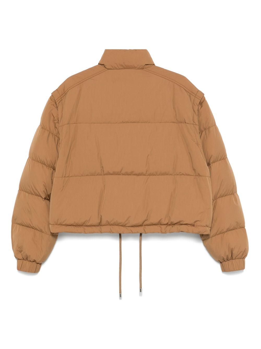25SS MONCLER Selle キャメルベージュ Moncler Selle Puffer Jacket with Zip-Off Sleeves - Bergdorf