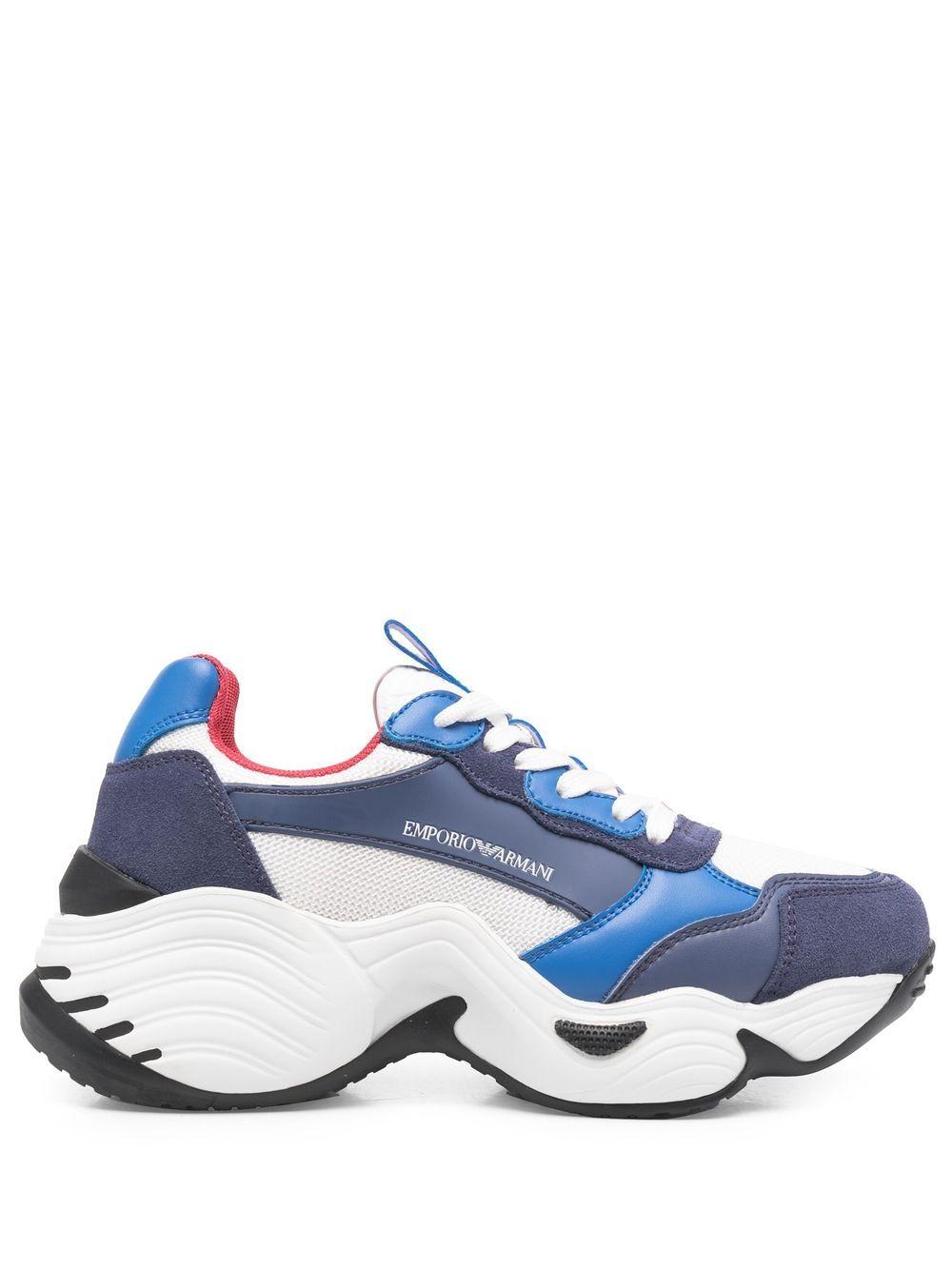 Emporio Armani Chunky Colour-block Sneakers in Blue - Save 46% | Lyst