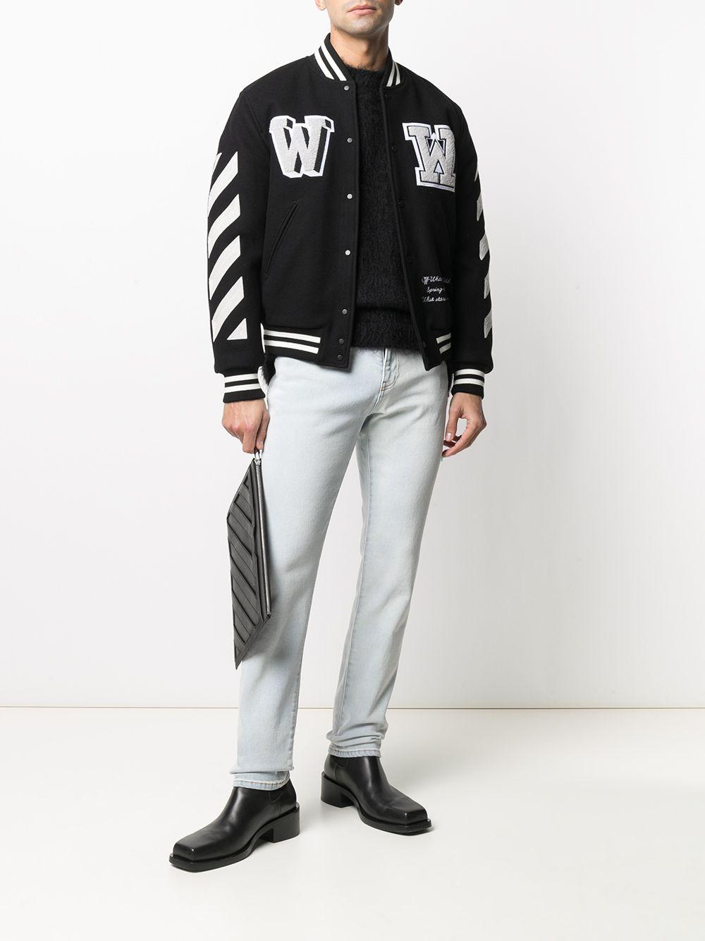 black off white varsity jacket