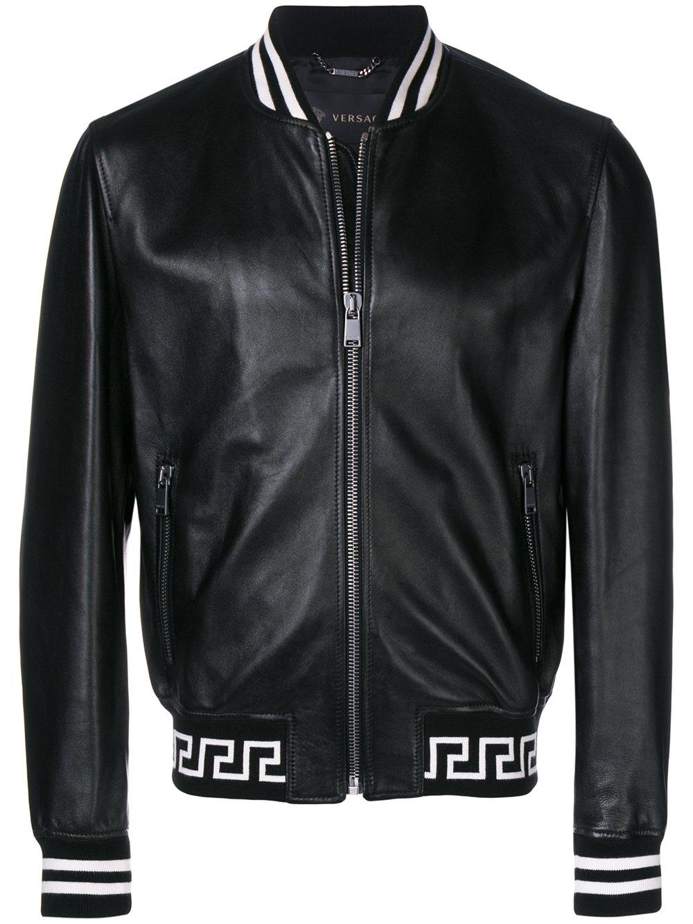 Versace Leather Jacket With Worked Details in Black for Men - Lyst