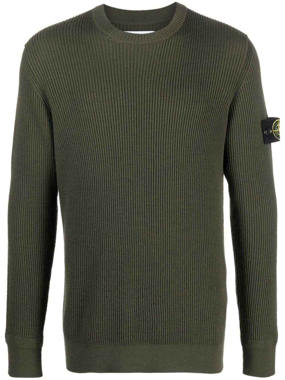 Stone Island Compass patch Virgin wool Jumper in Green for Men