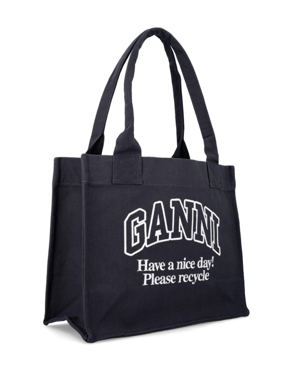 トートバッグ GANNI - ORGANIC COTTON LARGE TOTE BAG Ganni Organic Cotton Large Tote Bag in Black | Lyst